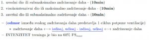 Primjer hiperkapnijskog treninga (Zoretić 2013)